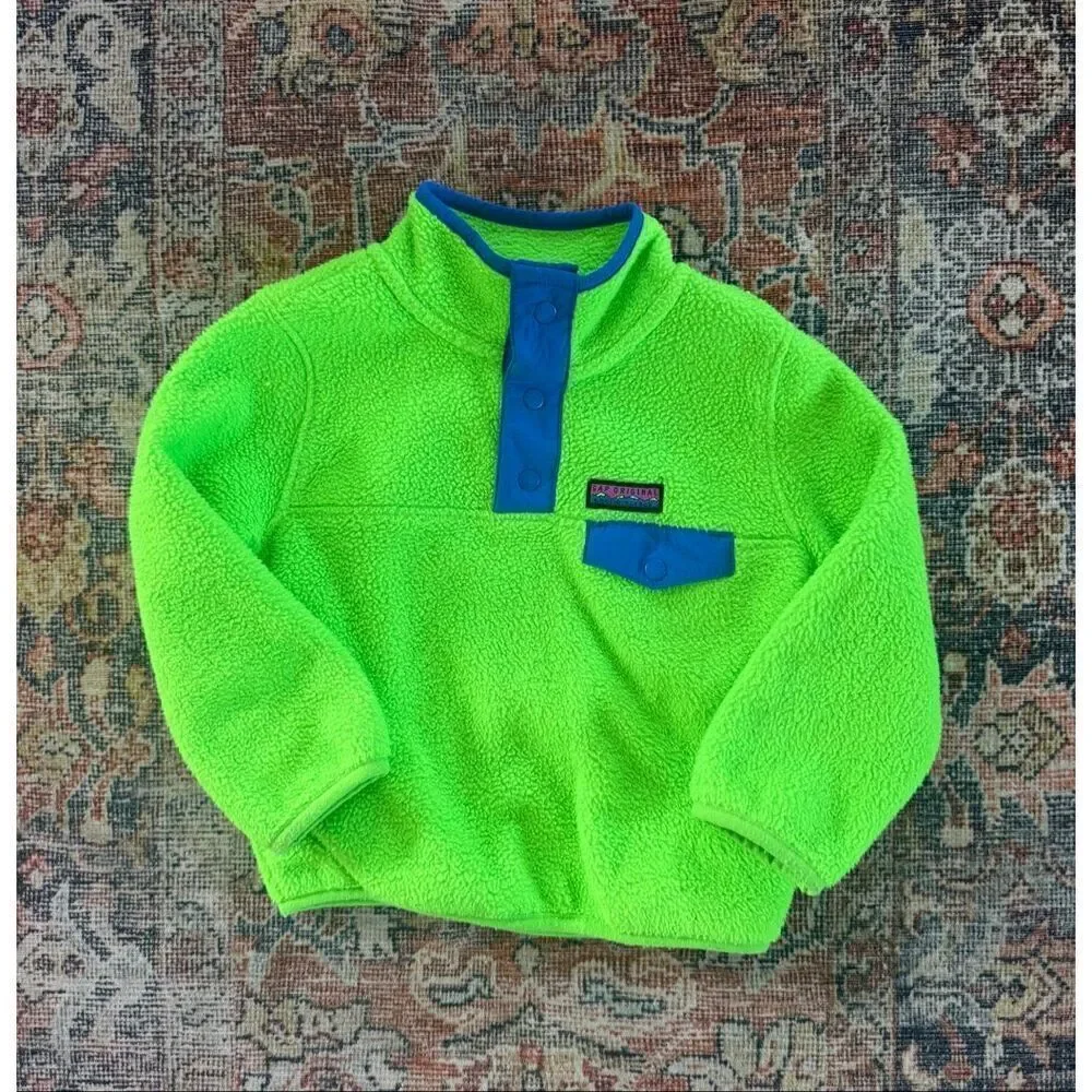 Gap 2T Kids Arctic Fleece Mockneck Pullover in electric green neon